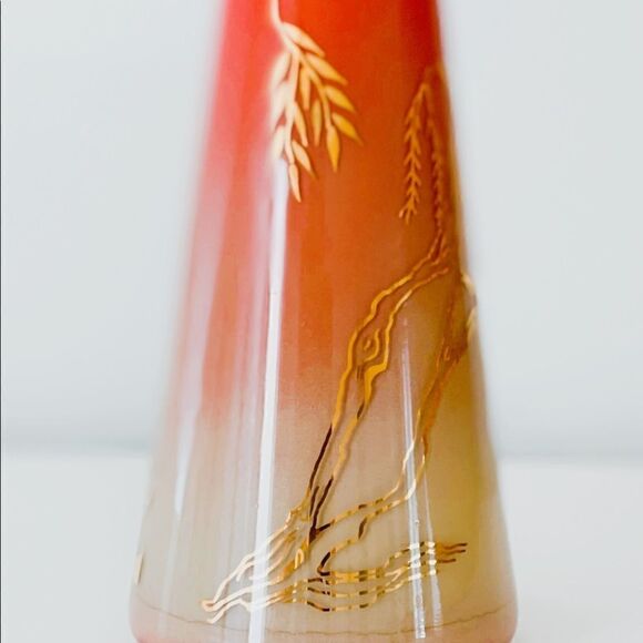 VINTAGE Bartlett Collins Japanese Bud Vase Coral Orange Pink Ombré - Picture 4 of 11